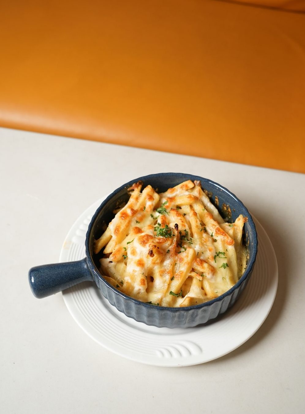 Baked pasta in a skillet